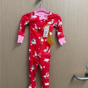 The Beaufort Bonnet Company Red and Pink Christmas Goose Footie
